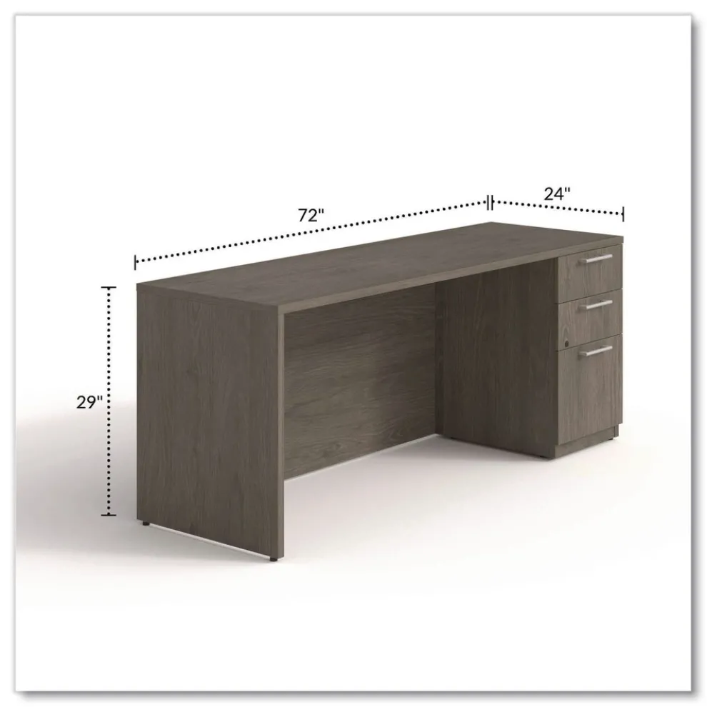 Alera 72 in. x 24 in. x 29 in. Seville Series Credenza with Right Pedestal - Walnut