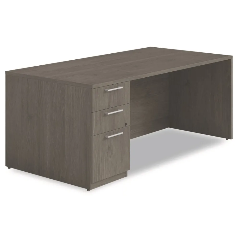 Alera 72 in. x 36 in. x 29 in. Seville Series Single Left Pedestal Desk - Walnut