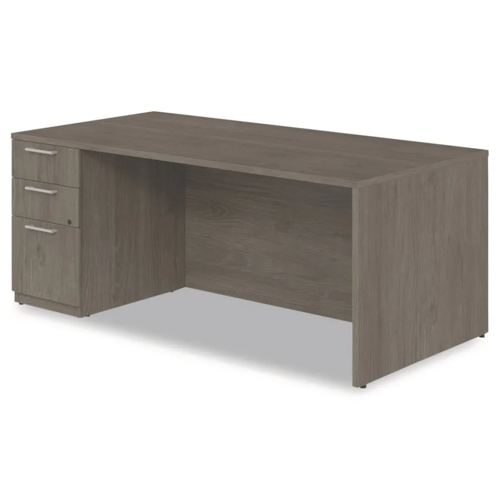 Alera 72 in. x 36 in. x 29 in. Seville Series Single Left Pedestal Desk - Walnut