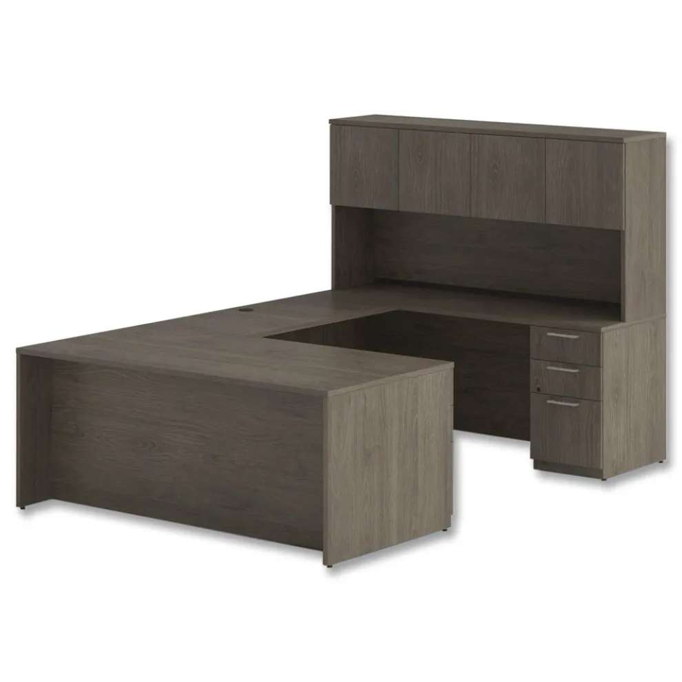 Alera 72 in. x 36 in. x 29 in. Seville Series Single Left Pedestal Desk - Walnut