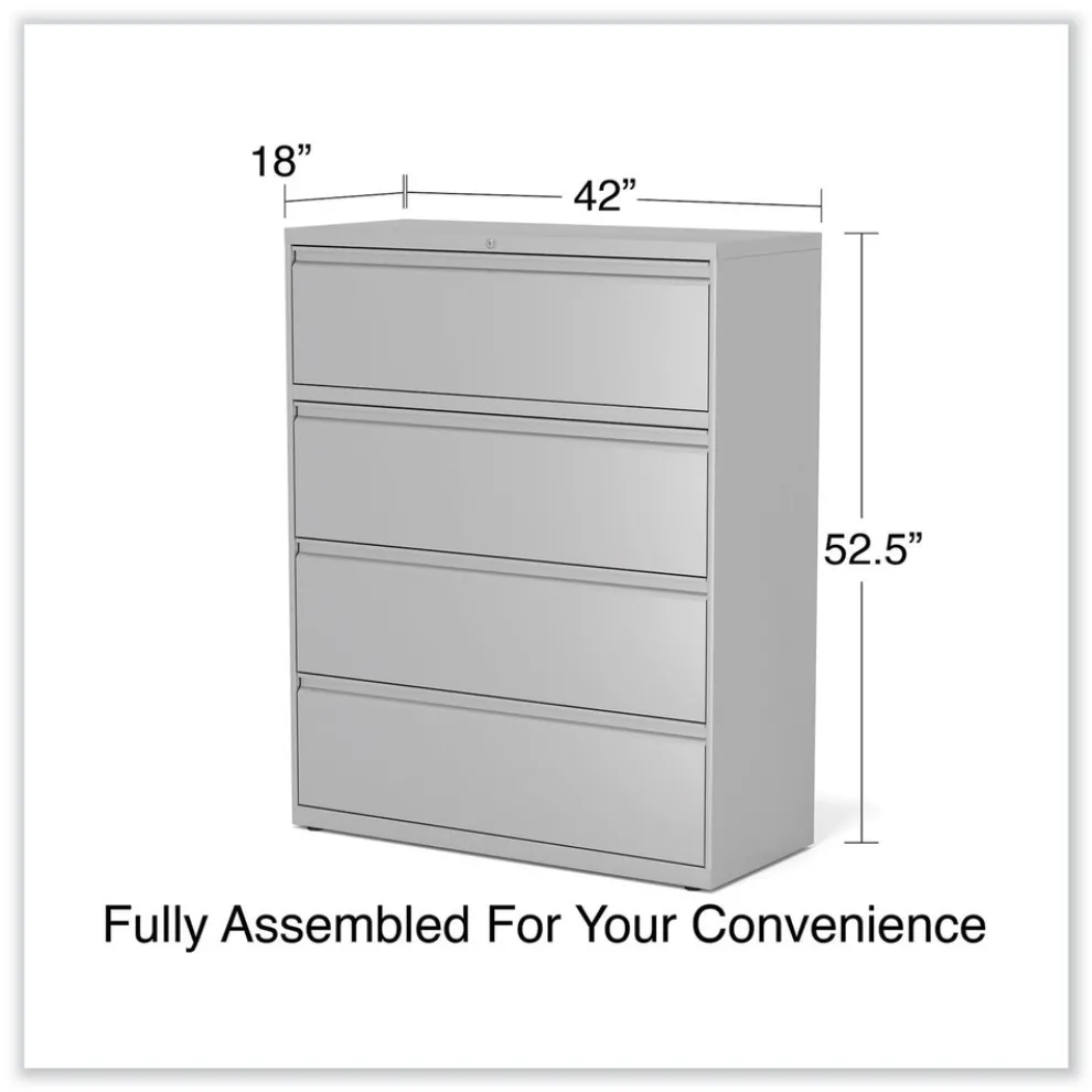 Alera 42 in. x 18.63 in. x 52.5 in. 4 Legal/Letter Size Lateral File Drawers - Light Gray