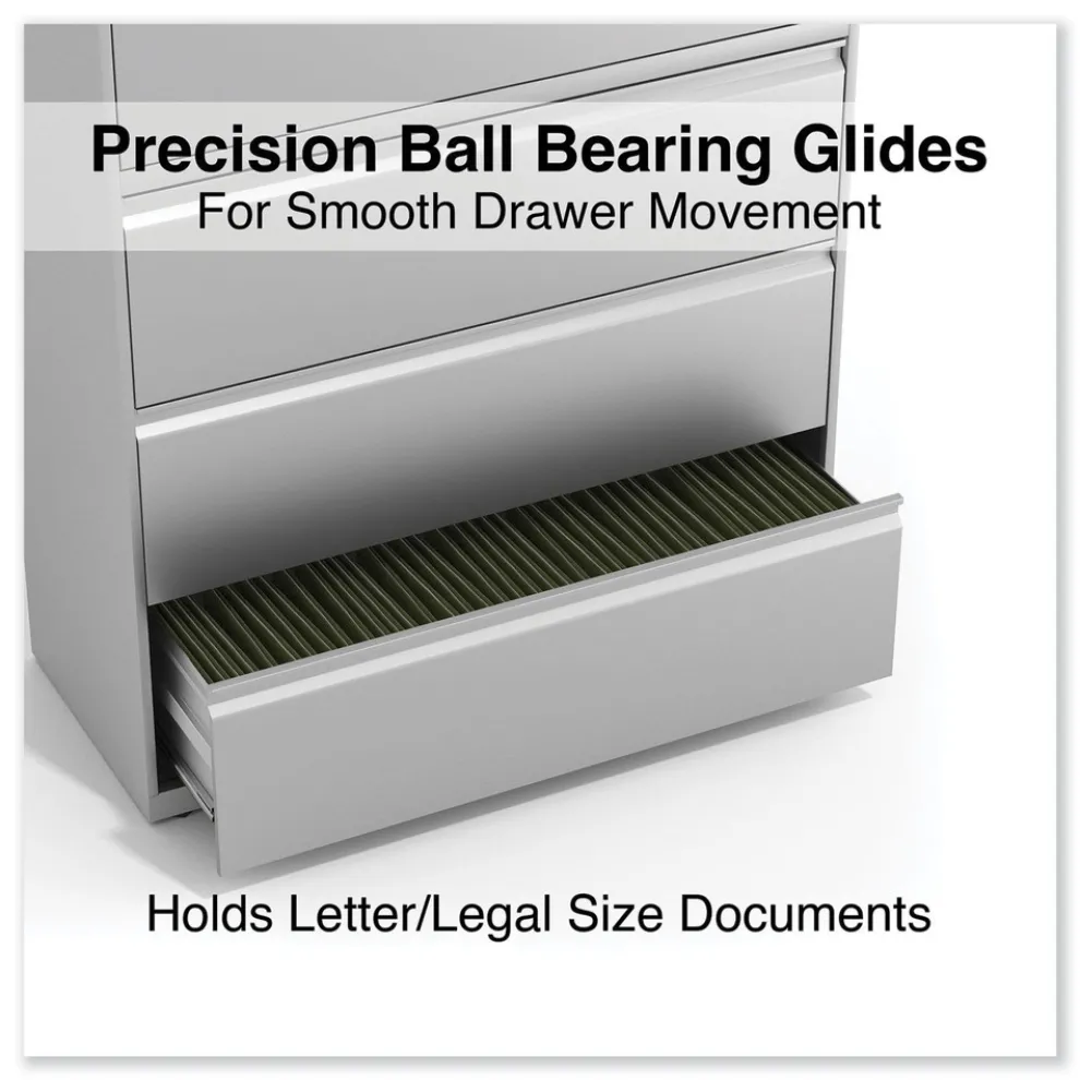 Alera 42 in. x 18.63 in. x 52.5 in. 4 Legal/Letter Size Lateral File Drawers - Light Gray