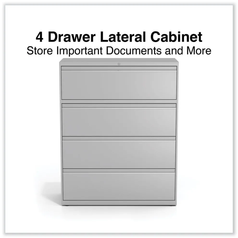Alera 42 in. x 18.63 in. x 52.5 in. 4 Legal/Letter Size Lateral File Drawers - Light Gray