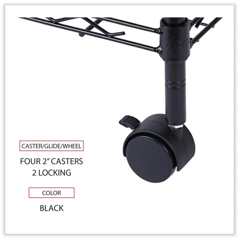 Alera 15.25 in. x 12.38 in. x 21 in. 1 Shelf 1 Bin Metal Compact File Cart for Side-to-Side Filing - Black