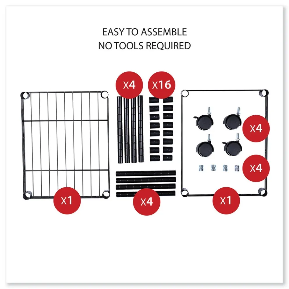 Alera 15.25 in. x 12.38 in. x 21 in. 1 Shelf 1 Bin Metal Compact File Cart for Side-to-Side Filing - Black