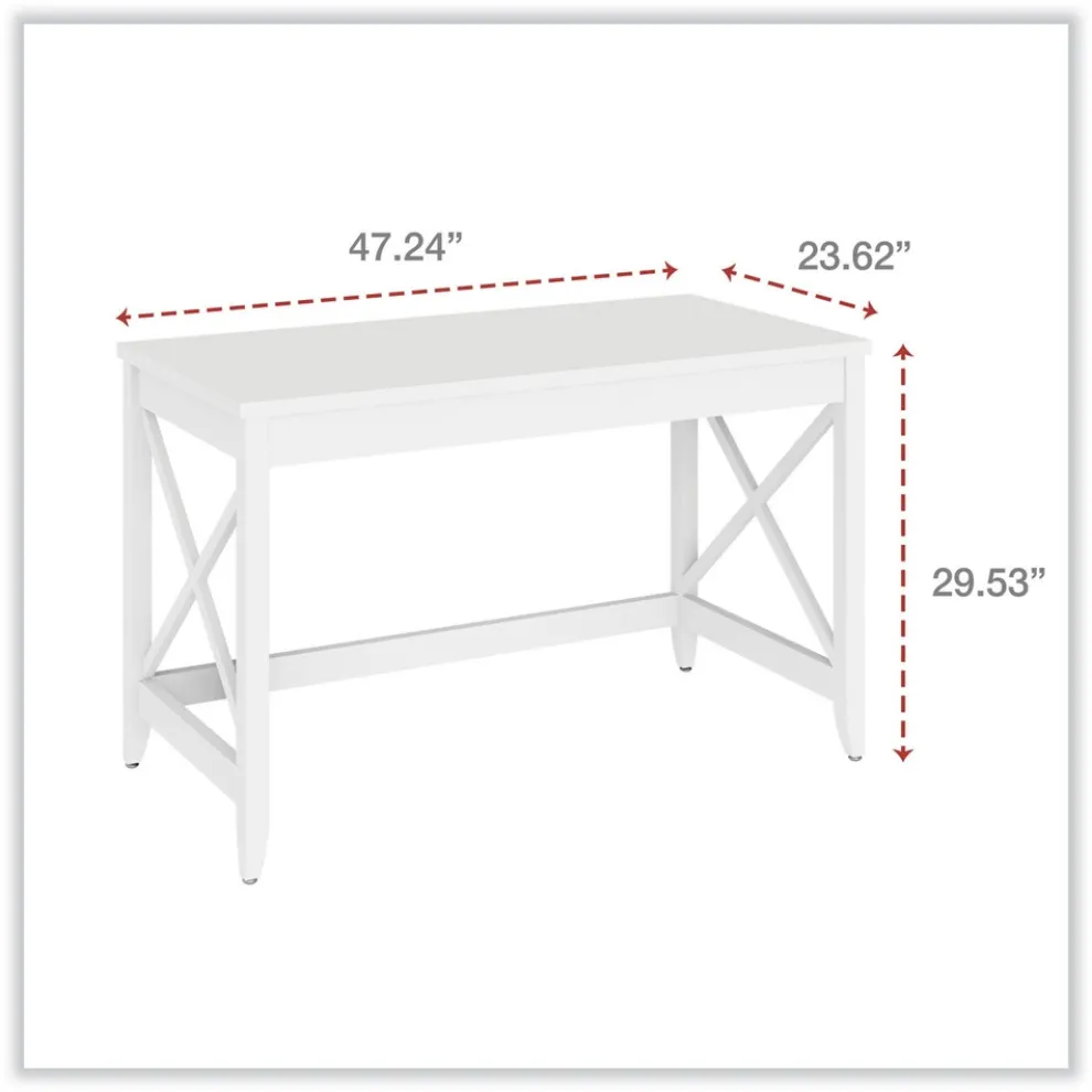 Alera 47.24 in. x 23.62 in. x 29.53 in. Farmhouse Writing Desk - White