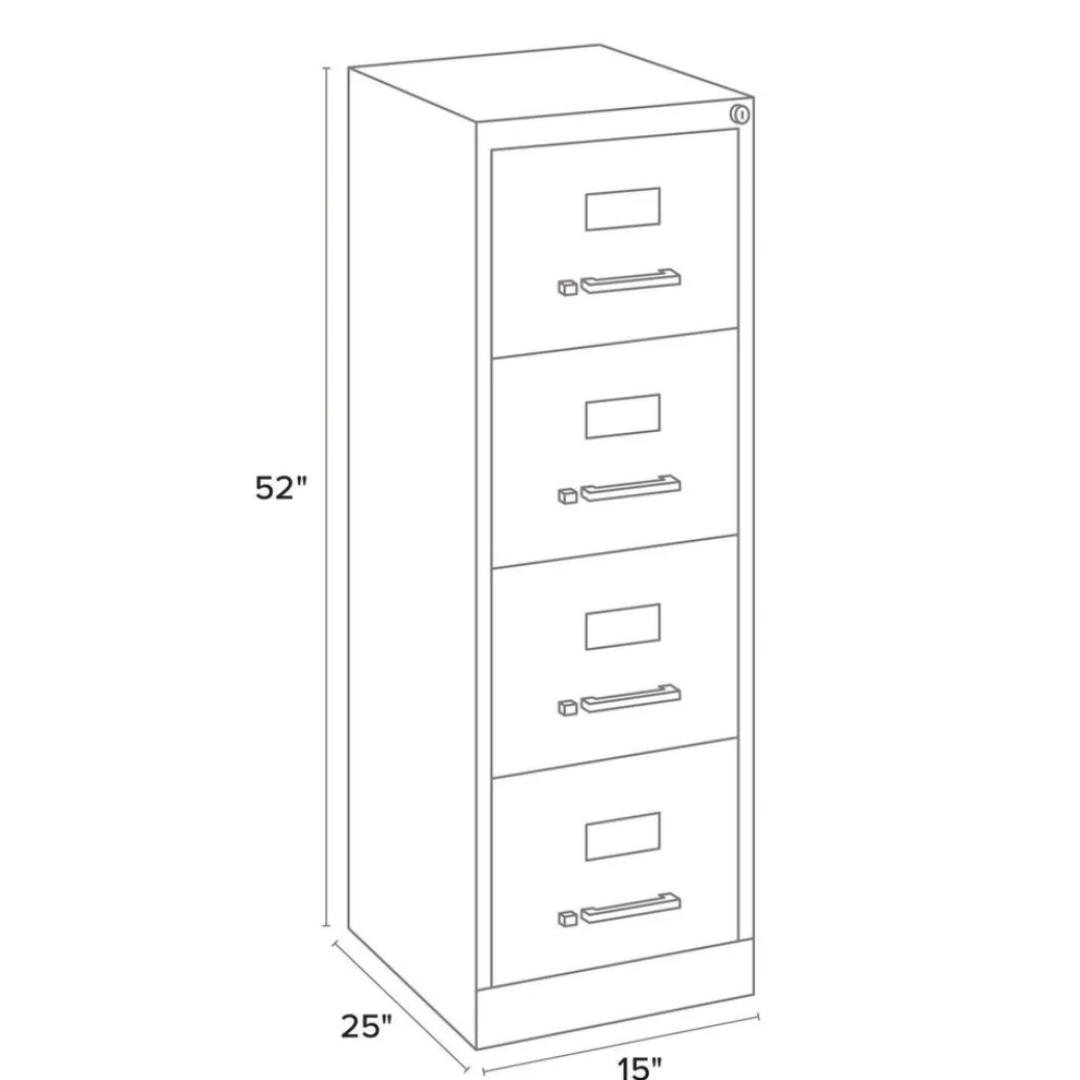 Alera 15 in. x 25 in. x 52 in. Letter-Size 4-Drawer Economy Vertical File - Light Gray