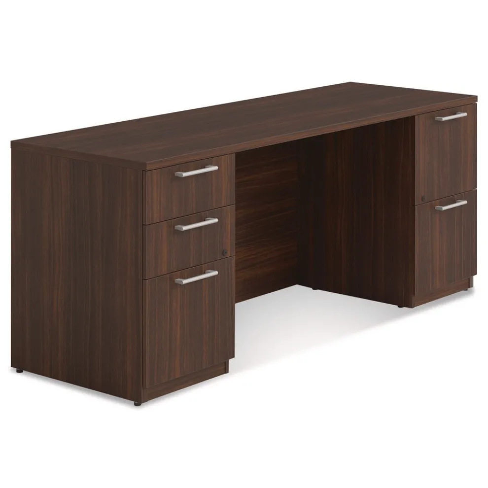 Alera 72 in. x 24 in. x 29 in. Seville Series Double Pedestal Credenza - Mahogany