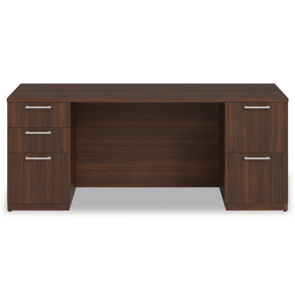 Alera 72 in. x 24 in. x 29 in. Seville Series Double Pedestal Credenza - Mahogany