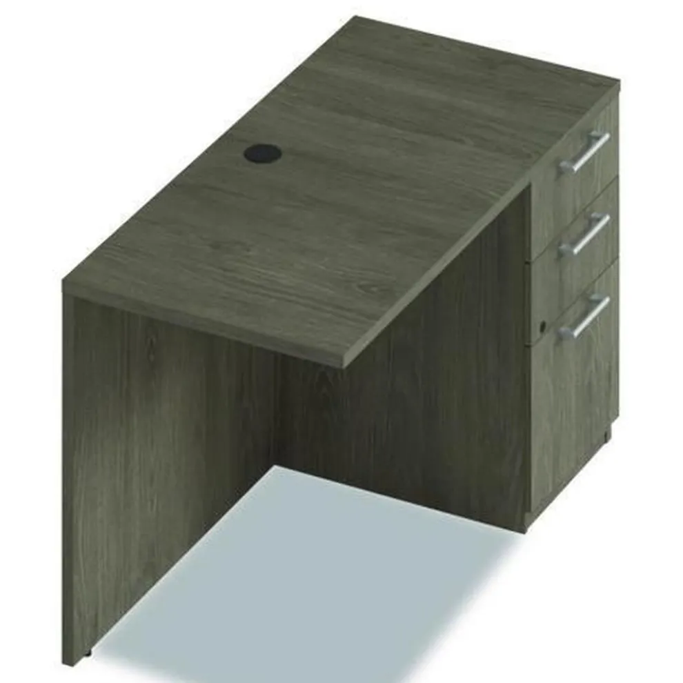 Alera 48 in. x 24 in. x 29 in. Seville Series Right Desk Return with Pedestal - Walnut