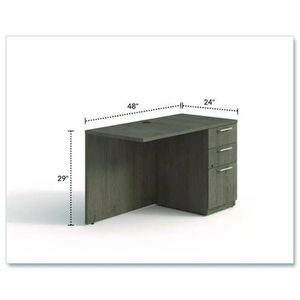 Alera 48 in. x 24 in. x 29 in. Seville Series Right Desk Return with Pedestal - Walnut