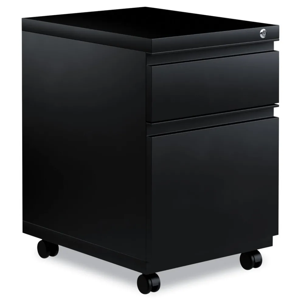 Alera 14.96 in. x 19.29 in. x 21.65 in. 2-Drawers: Box/File Legal/Letter Left or Right File Pedestal with Full-Length Pull - Black