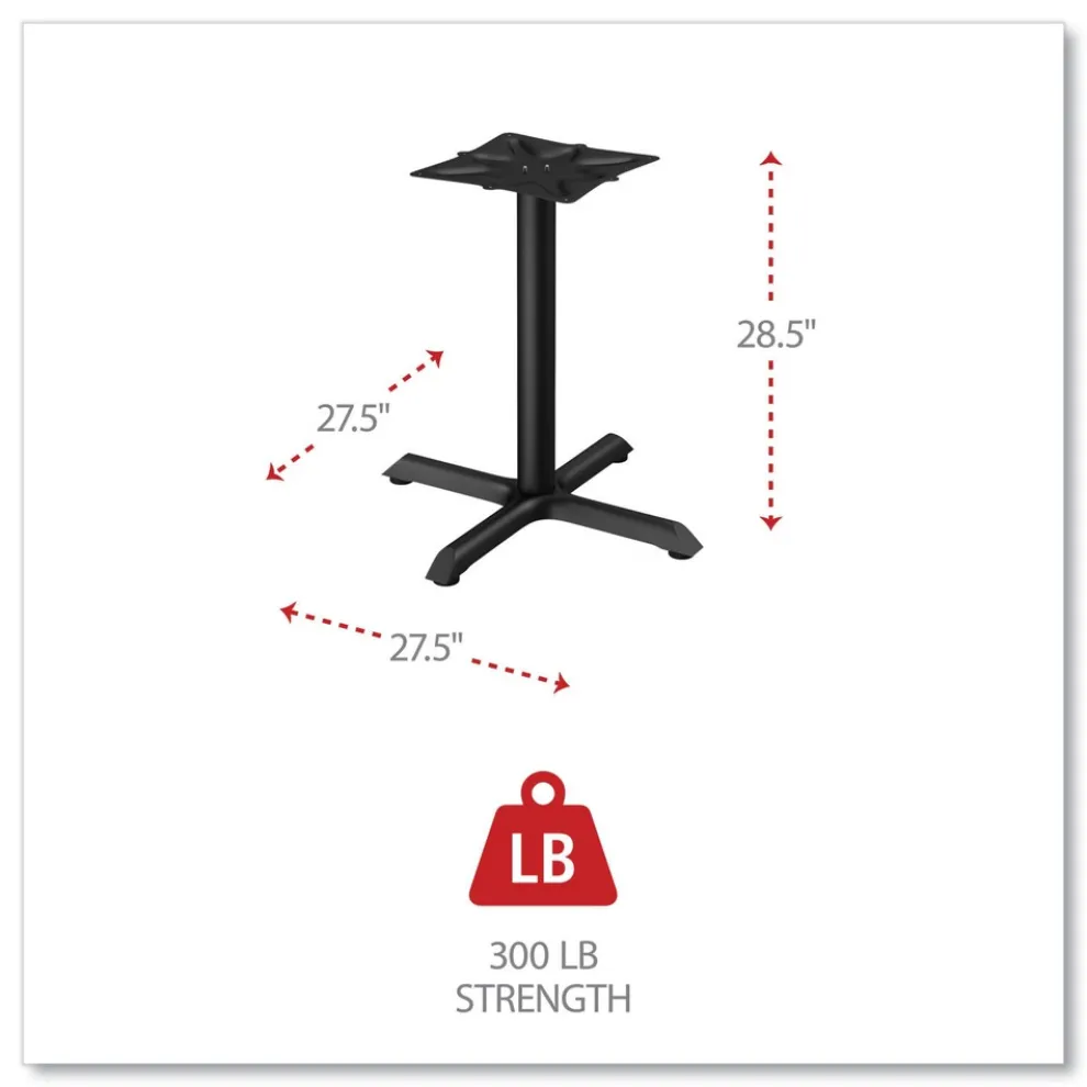 Alera Hospitality Series 27.5 in. x 28.5 in. 300 lbs. Capacity Steel Single-Column Bases - Black