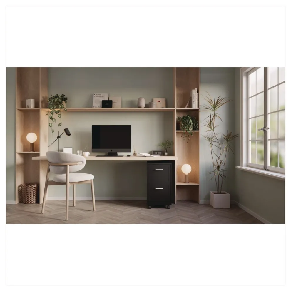 Alera Two-Drawer Mobile Vertical File 2 Letter-Size File Drawers 14.25 x 18 x 26.7 - Black