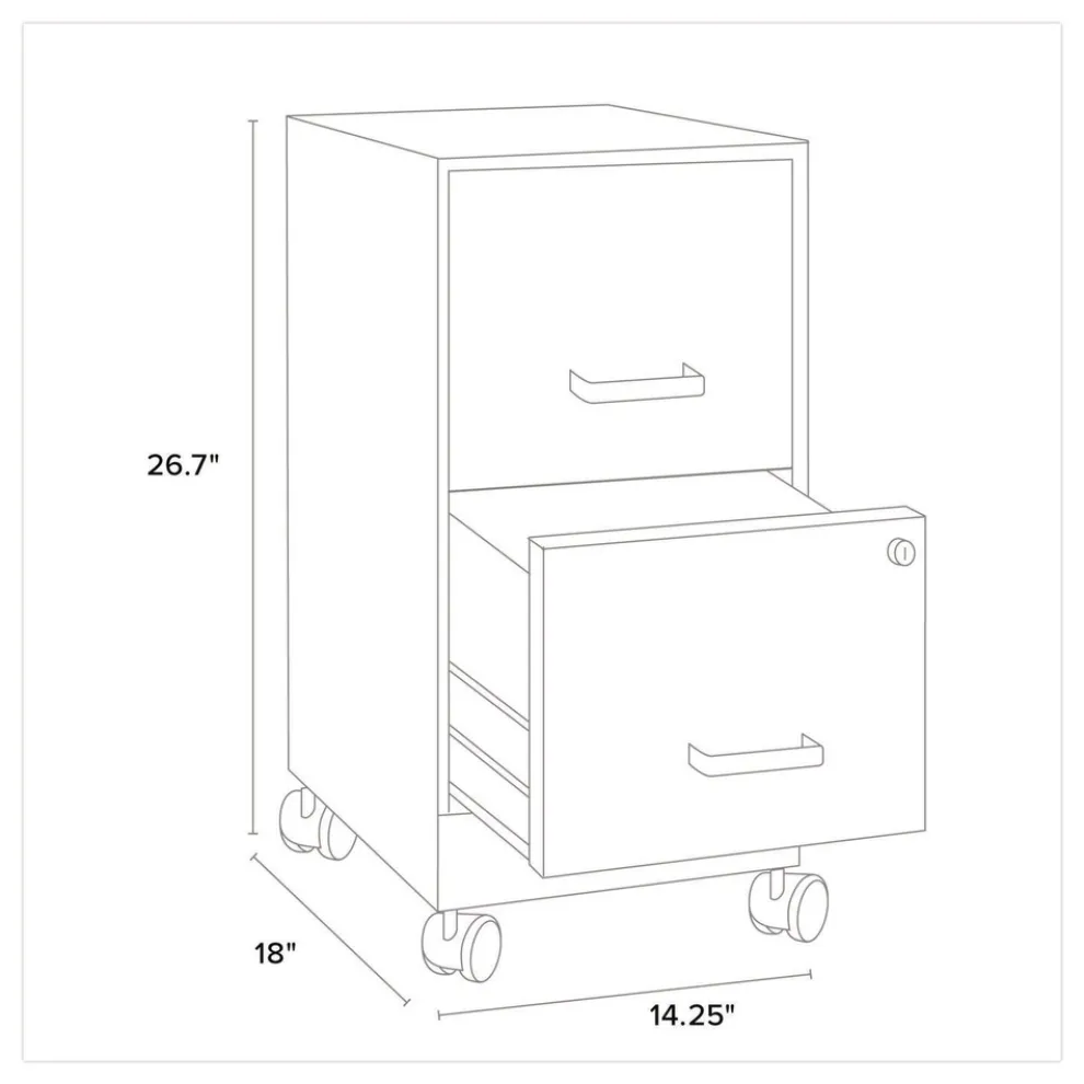 Alera Two-Drawer Mobile Vertical File 2 Letter-Size File Drawers 14.25 x 18 x 26.7 - Black