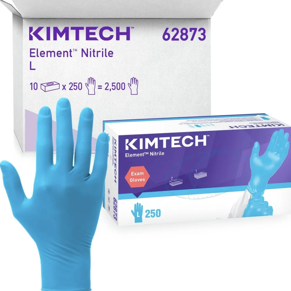 Ansell Kimtech Element Nitrile Exam Gloves - Large, Blue (2500/Carton)
