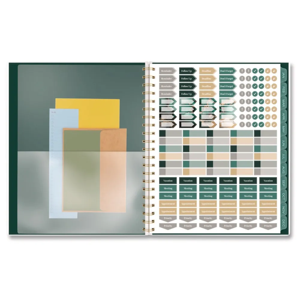 AT-A-GLANCE 11 in. x 8.5 in. 12-Month (Jan-Dec 2026) Emerald Isle Weekly/Monthly Planner - Green Marbled Cover