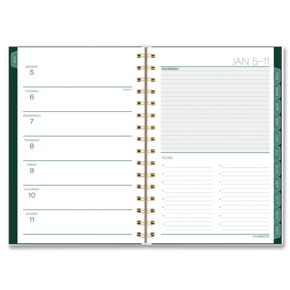 AT-A-GLANCE 8.5 in. x 5.5 in. 12-Month (Jan-Dec 2026) Emerald Isle Weekly/Monthly Planner - Green Marbled Cover