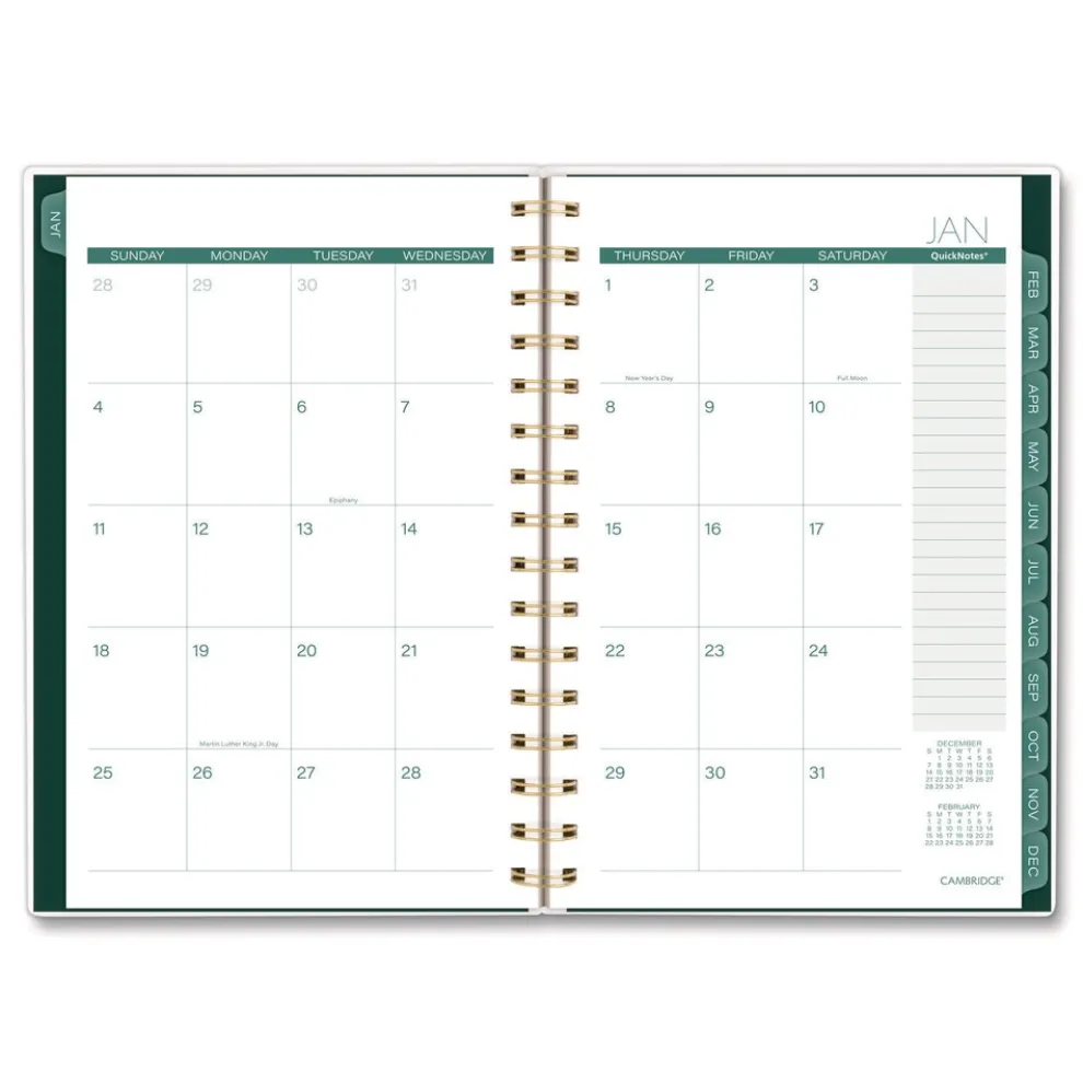 AT-A-GLANCE 8.5 in. x 5.5 in. 12-Month (Jan-Dec 2026) Emerald Isle Weekly/Monthly Planner - Green Marbled Cover