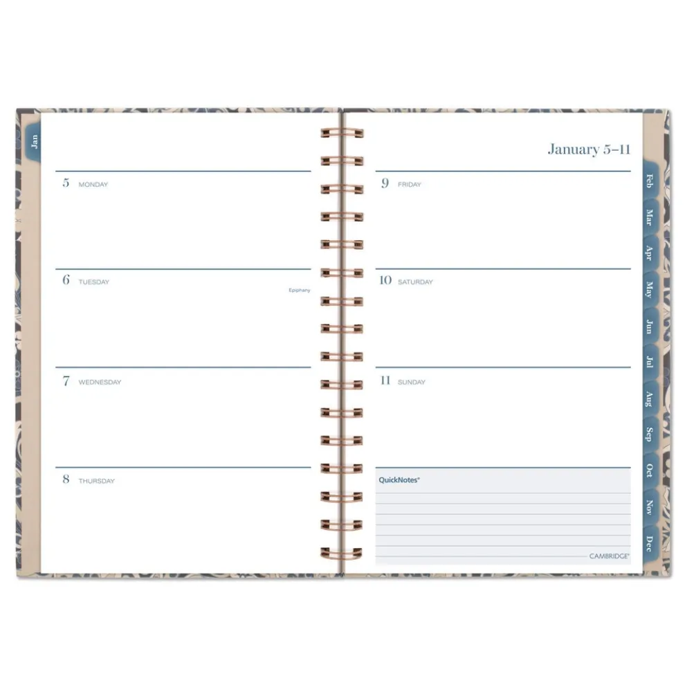 AT-A-GLANCE 8.5 in. x 5.5 in. 12-Month (Jan-Dec 2026) Elizabeth Weekly/Monthly Planner - Blue Cover