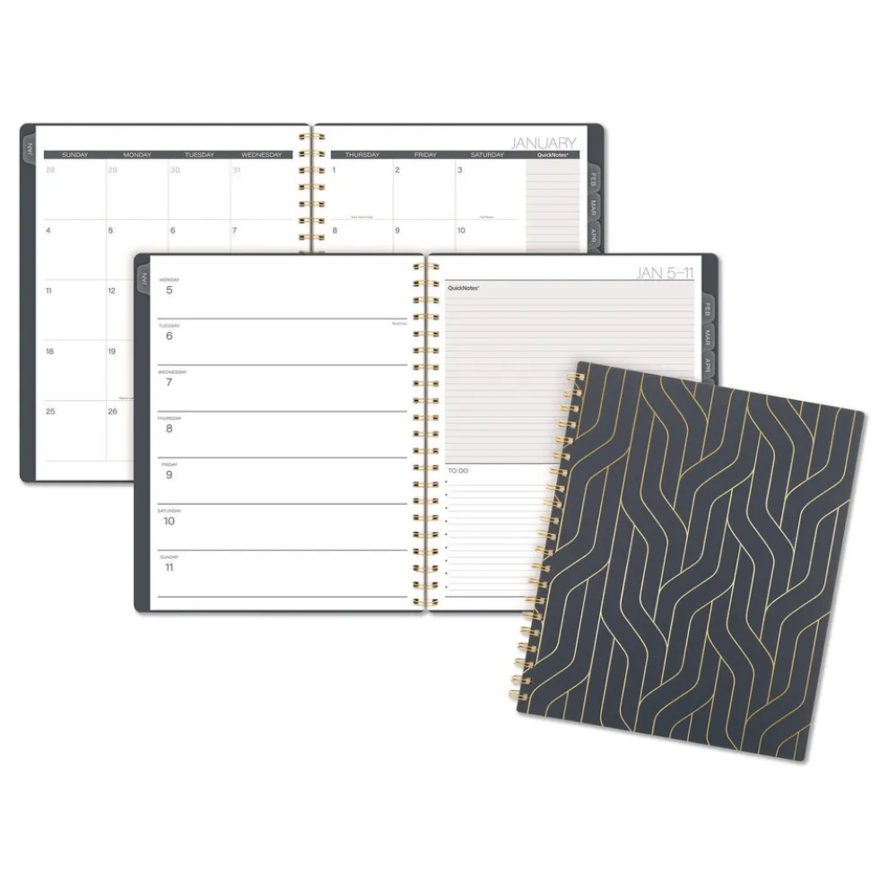 AT-A-GLANCE 11 in. x 8.5 in. 12-Month (Jan-Dec 2026) Hera Weekly Monthly Planner - Black/Gold Cover