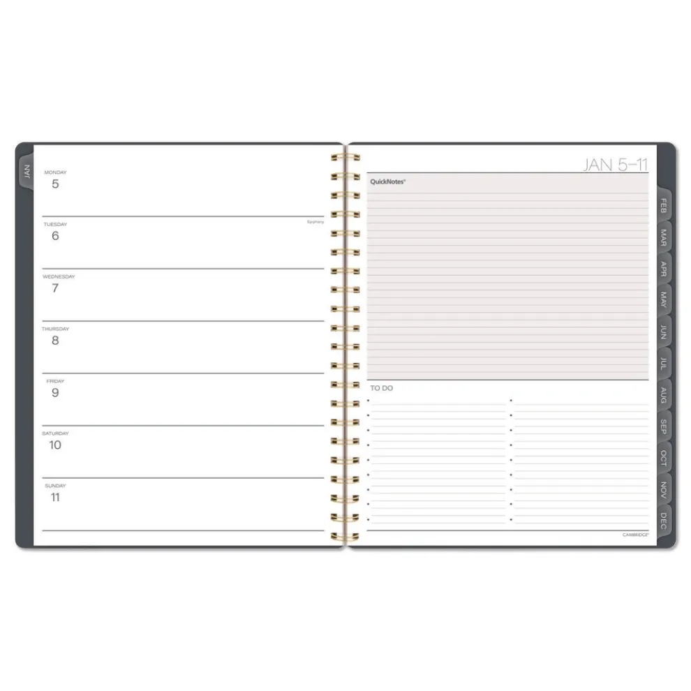 AT-A-GLANCE 11 in. x 8.5 in. 12-Month (Jan-Dec 2026) Hera Weekly Monthly Planner - Black/Gold Cover