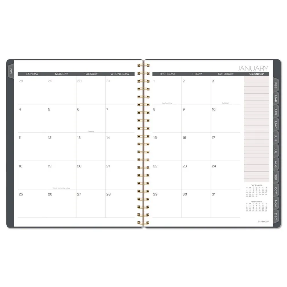 AT-A-GLANCE 11 in. x 8.5 in. 12-Month (Jan-Dec 2026) Hera Weekly Monthly Planner - Black/Gold Cover