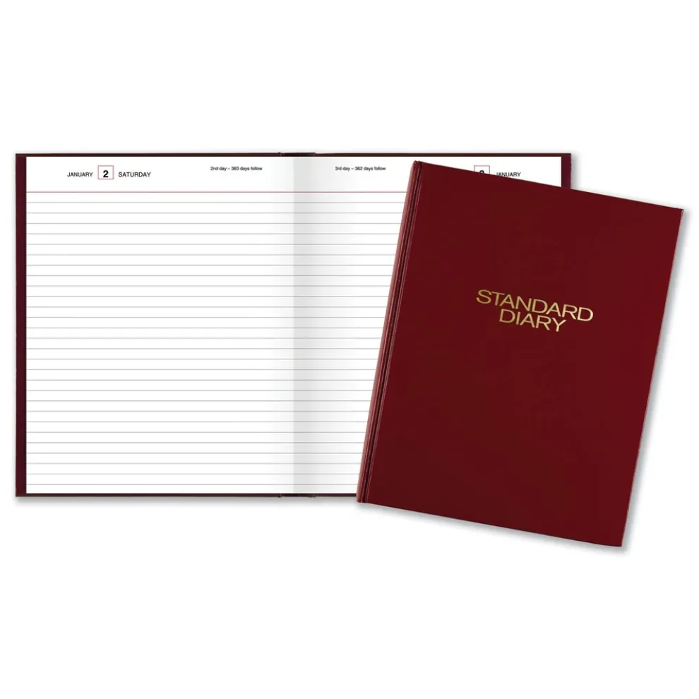 AT-A-GLANCE 9.5 in. x 7.5 in. Standard 2026 Edition Medium/College Rule Daily Diary - Red Cover