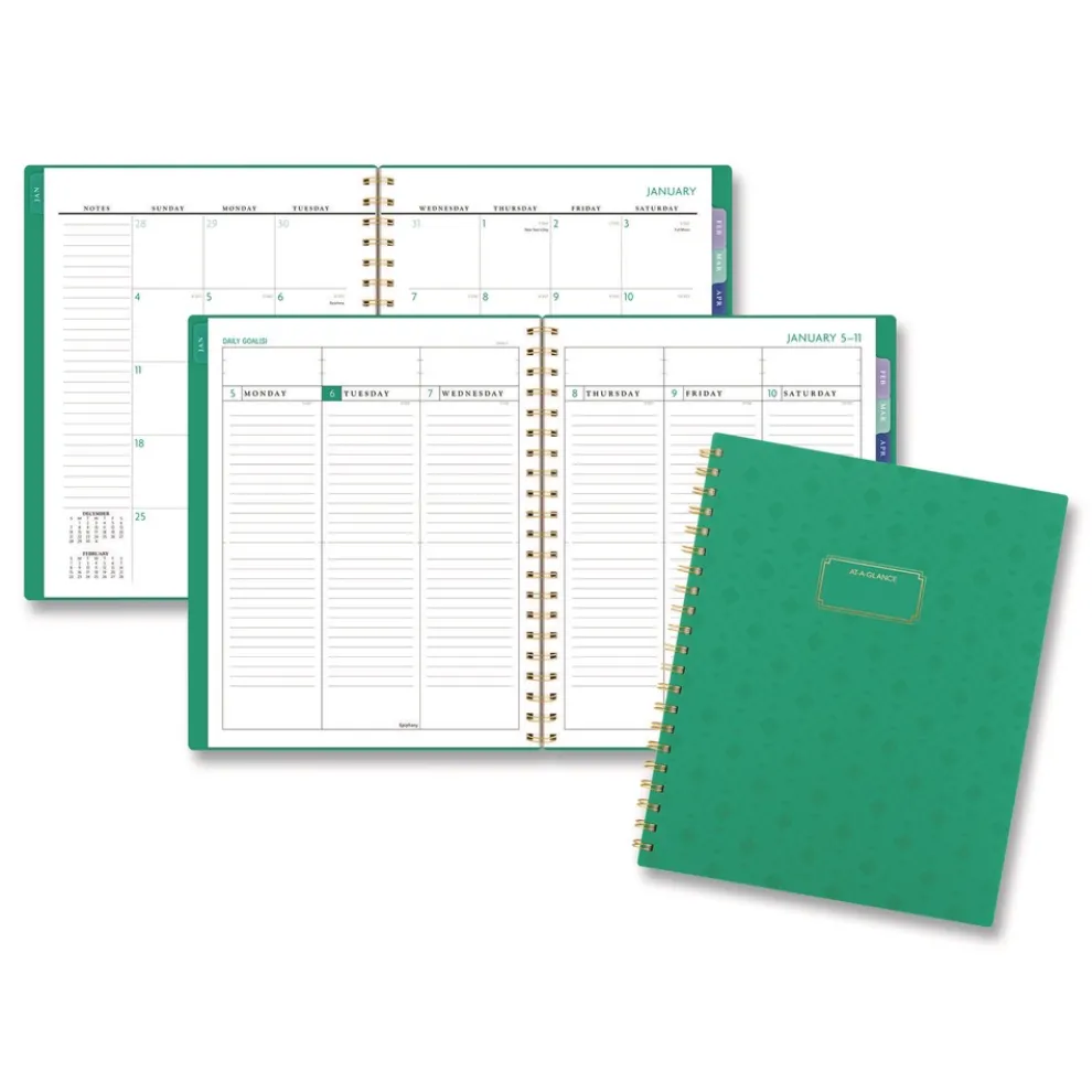 AT-A-GLANCE 11 in. x 8.5 in. 13-Month (Jan-Jan 2026) Badge Geo Weekly/Monthly Planner - Green Cover
