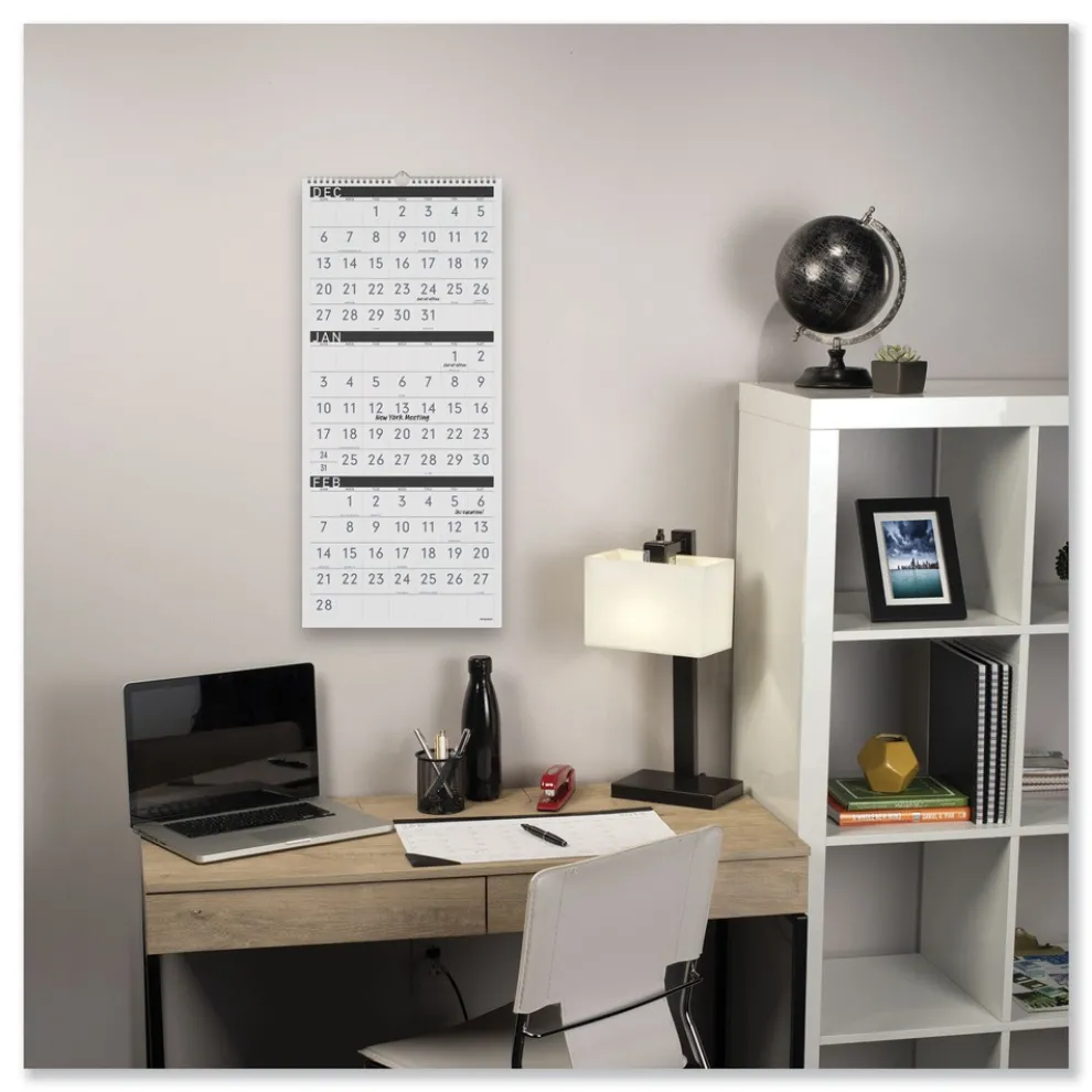 AT-A-GLANCE 15-Month: Dec 2025 to Feb 2027 Three-Month Reference 12 in. x 27 in. Contemporary Artwork/Formatting Wall Calendar - White Sheets
