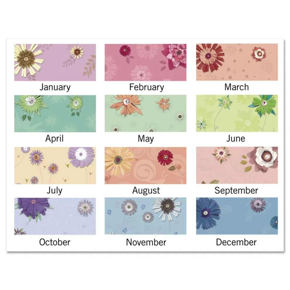 AT-A-GLANCE 12-Month (Jan to Dec): 2026 22 in. x 17 in. Floral Artwork Paper Flowers Desk Pad - Black Binding/Clear Corners