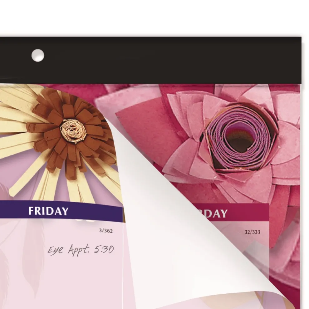 AT-A-GLANCE 12-Month (Jan to Dec): 2026 22 in. x 17 in. Floral Artwork Paper Flowers Desk Pad - Black Binding/Clear Corners