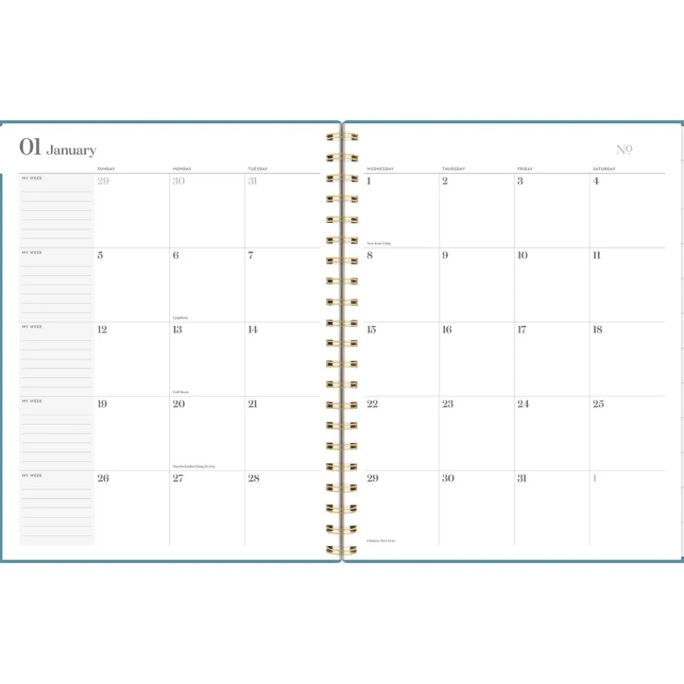 AT-A-GLANCE Workstyle 11 in. x 9.38 in. 12-Month (Jan to Dec) 2025 Geometric Artwork Weekly/Monthly Planner - Blue/Gold Cover