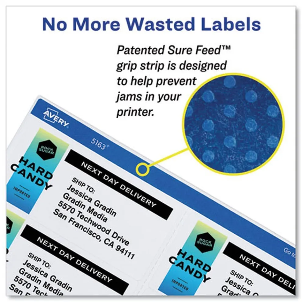 Avery 2 in. x 4 in. Shipping Labels with TrueBlock Technology for Laser Printers - White (10/Sheet, 250 Sheets/Box)