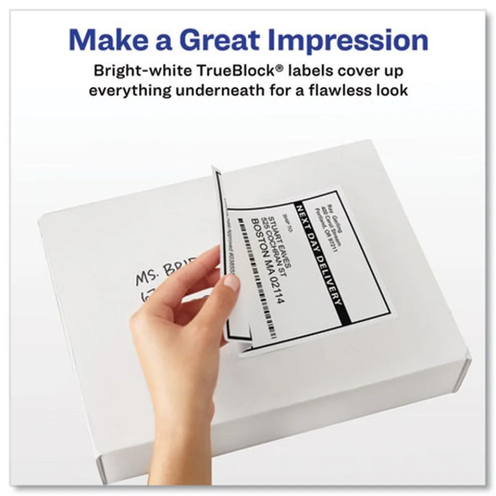 Avery 2 in. x 4 in. Shipping Labels with TrueBlock Technology for Laser Printers - White (10/Sheet, 250 Sheets/Box)
