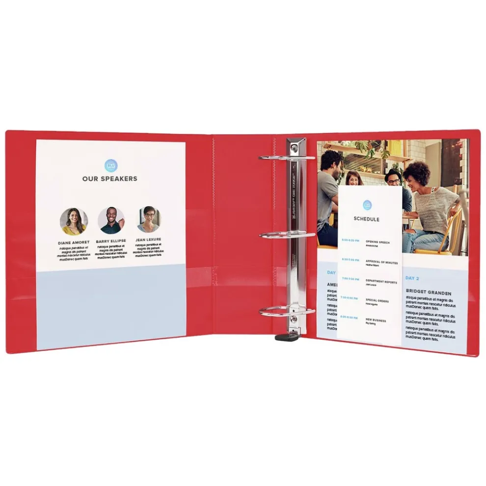 Avery One Touch EZD Rings 3 Rings 1 in. Capacity 11 in. x 8.5 in. Heavy-Duty DuraHinge View Binder - Red (12/Carton)