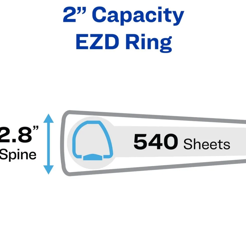 Avery One Touch EZD Rings 3 Rings 2 in. Capacity 11 in. x 8.5 in. Heavy-Duty DuraHinge View Binder - White (6/Carton)