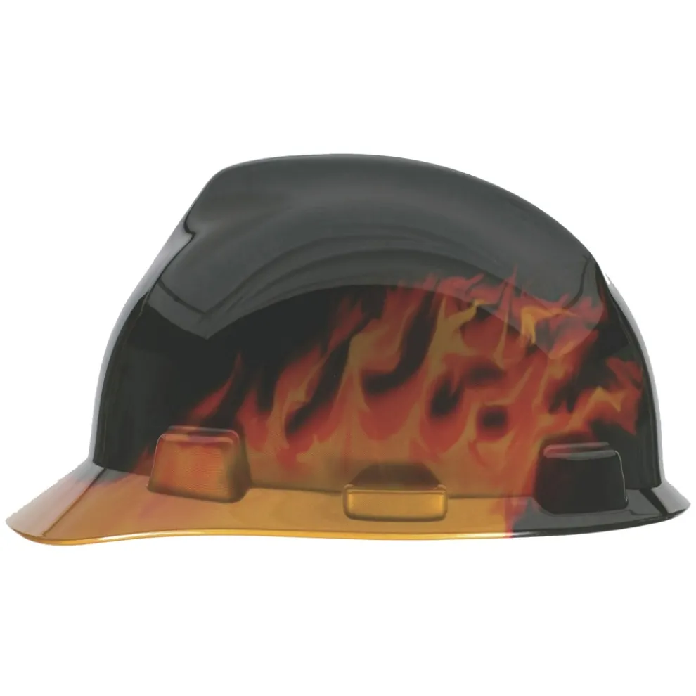 MSA Specialty V-Gard Protective Cap with Fas-Trac Suspension - Black Fire
