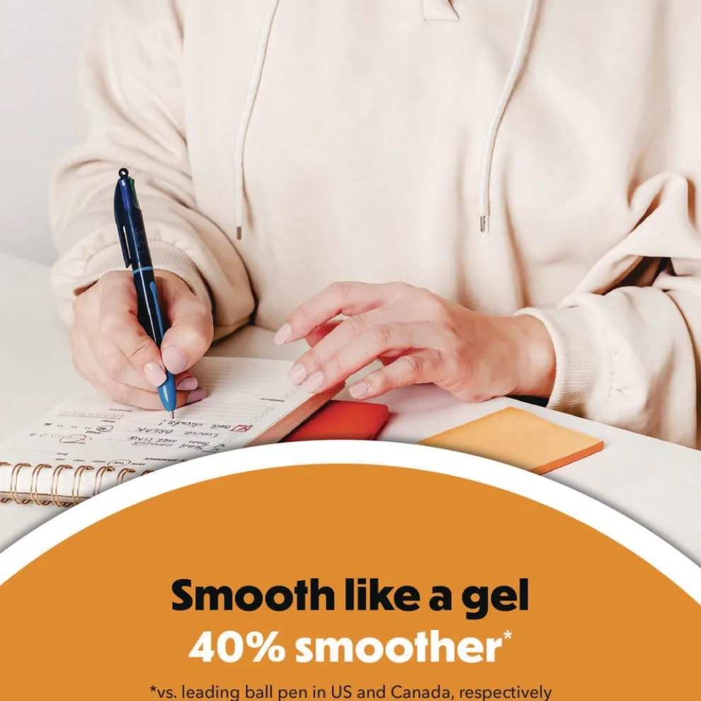 BIC 4-Color Smooth Medium 1 mm Retractable Ballpoint Pen - Multicolor (12/Pack)