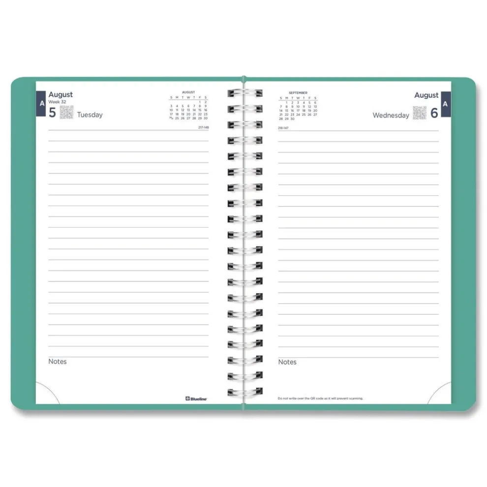 Blueline 8 in. x 5 in. 12-Month (Aug 2025-Jul 2026) Academic Daily/Monthly Planner - Cyan Cover