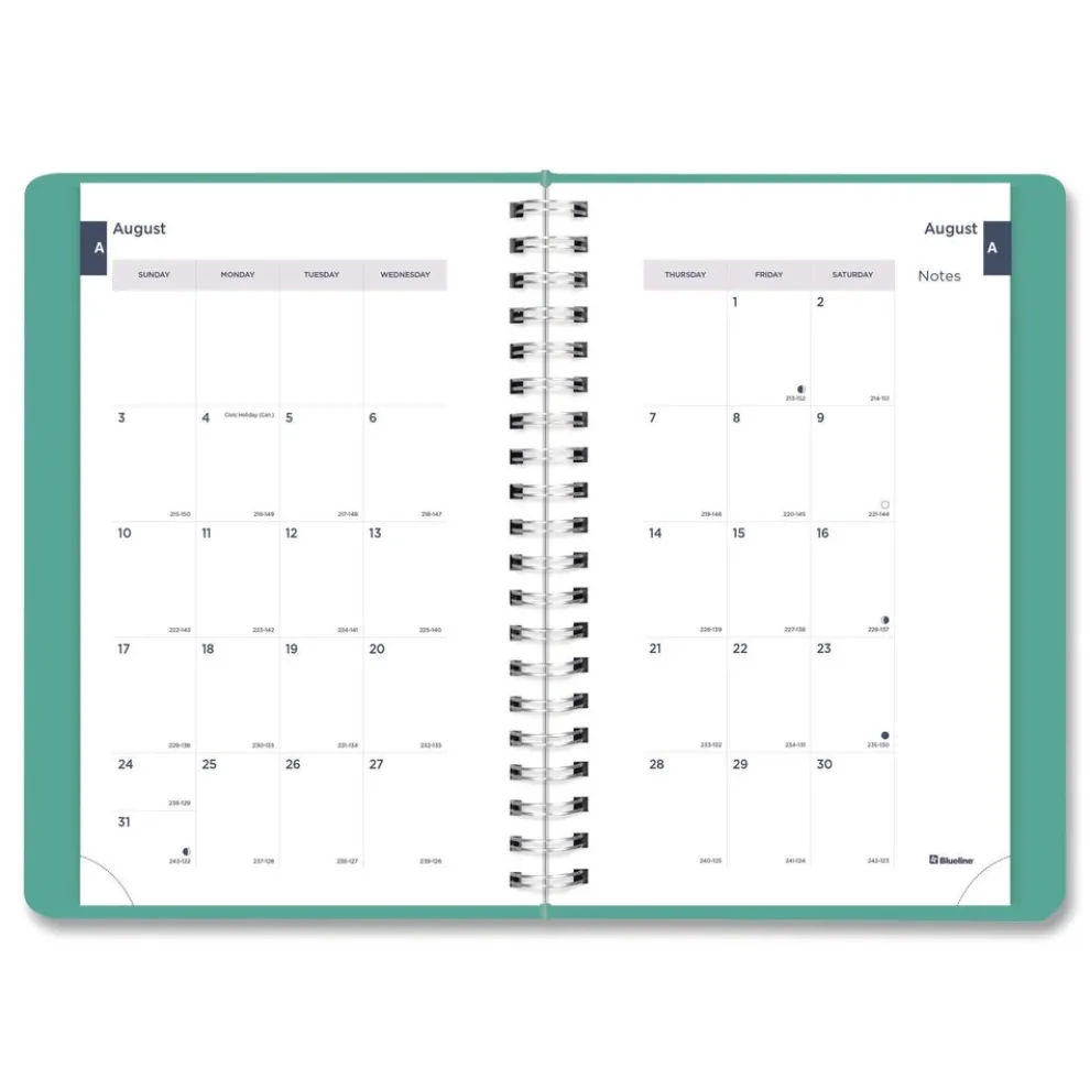 Blueline 8 in. x 5 in. 12-Month (Aug 2025-Jul 2026) Academic Daily/Monthly Planner - Cyan Cover