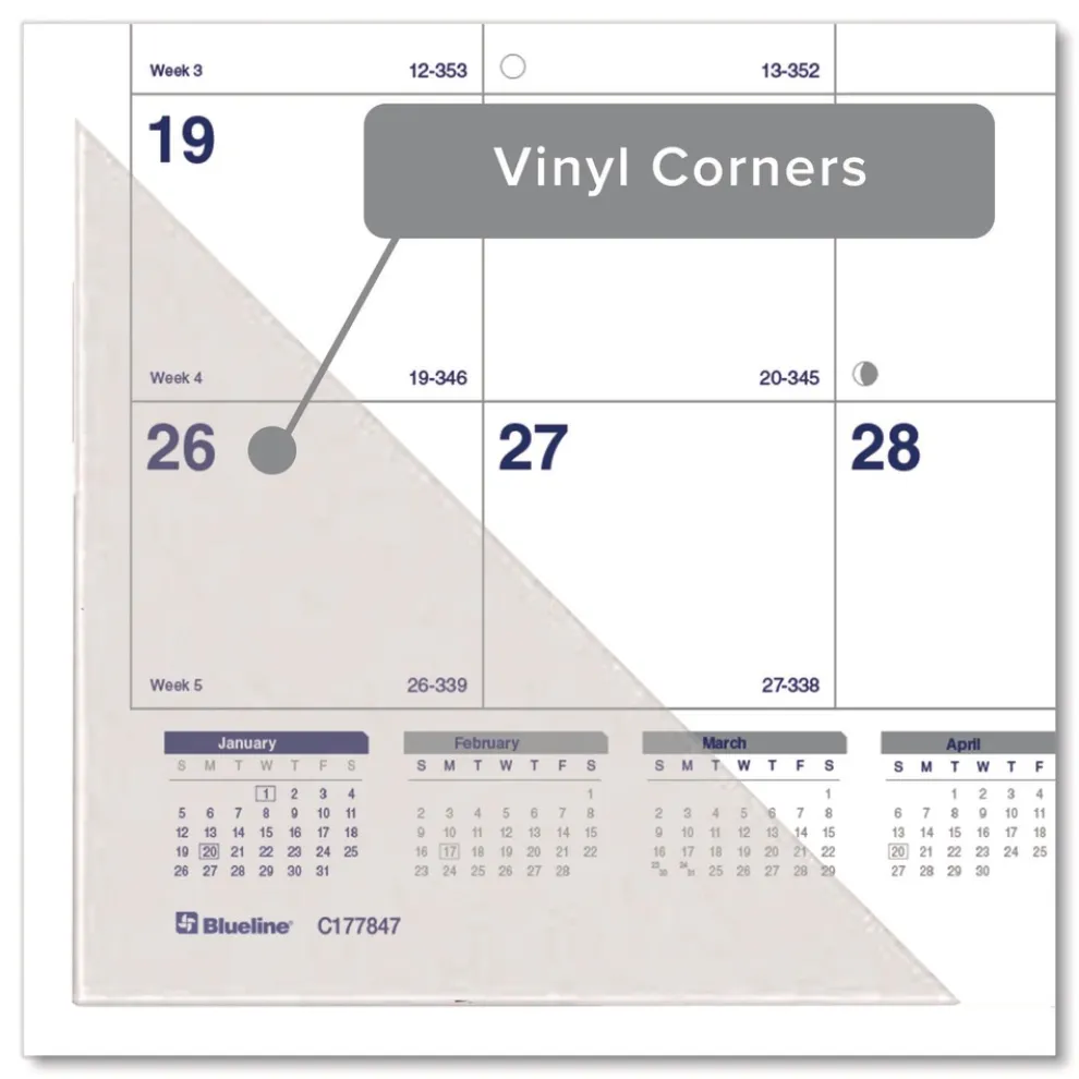 Blueline 12-Month (Jan to Dec): 2026 22 in. x 17 in. Net Zero Carbon Monthly Desk Pad Calendar - White/Gray/Blue Sheets, Black Binding