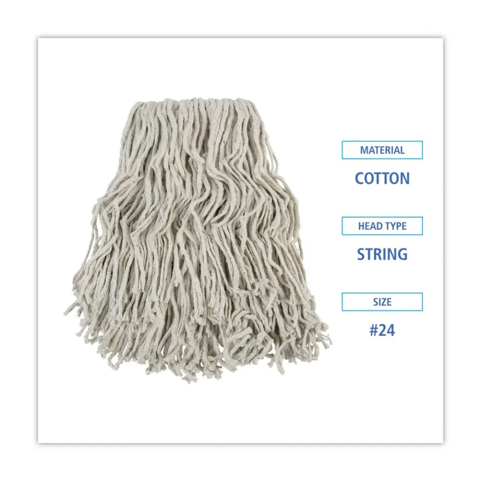 Boardwalk #24 Banded Cotton Mop Heads - White (12/Carton)