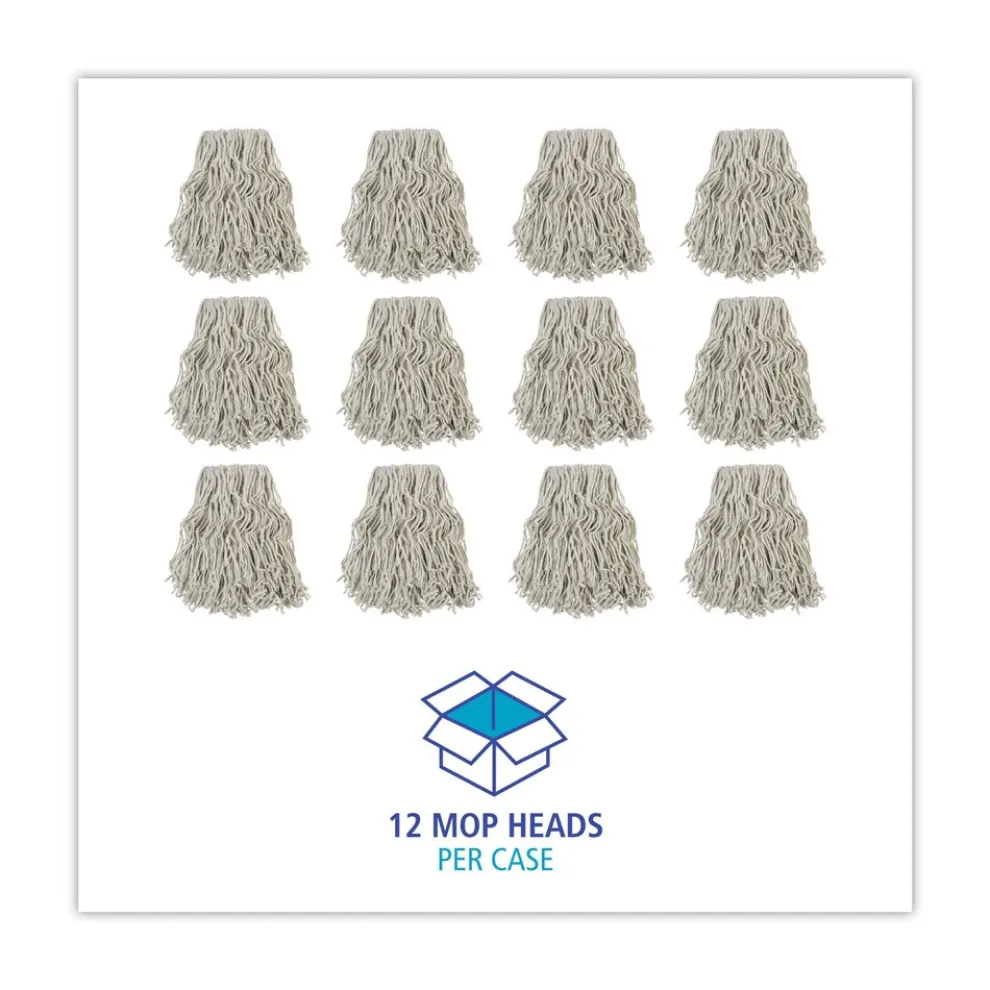 Boardwalk #24 Banded Cotton Mop Heads - White (12/Carton)
