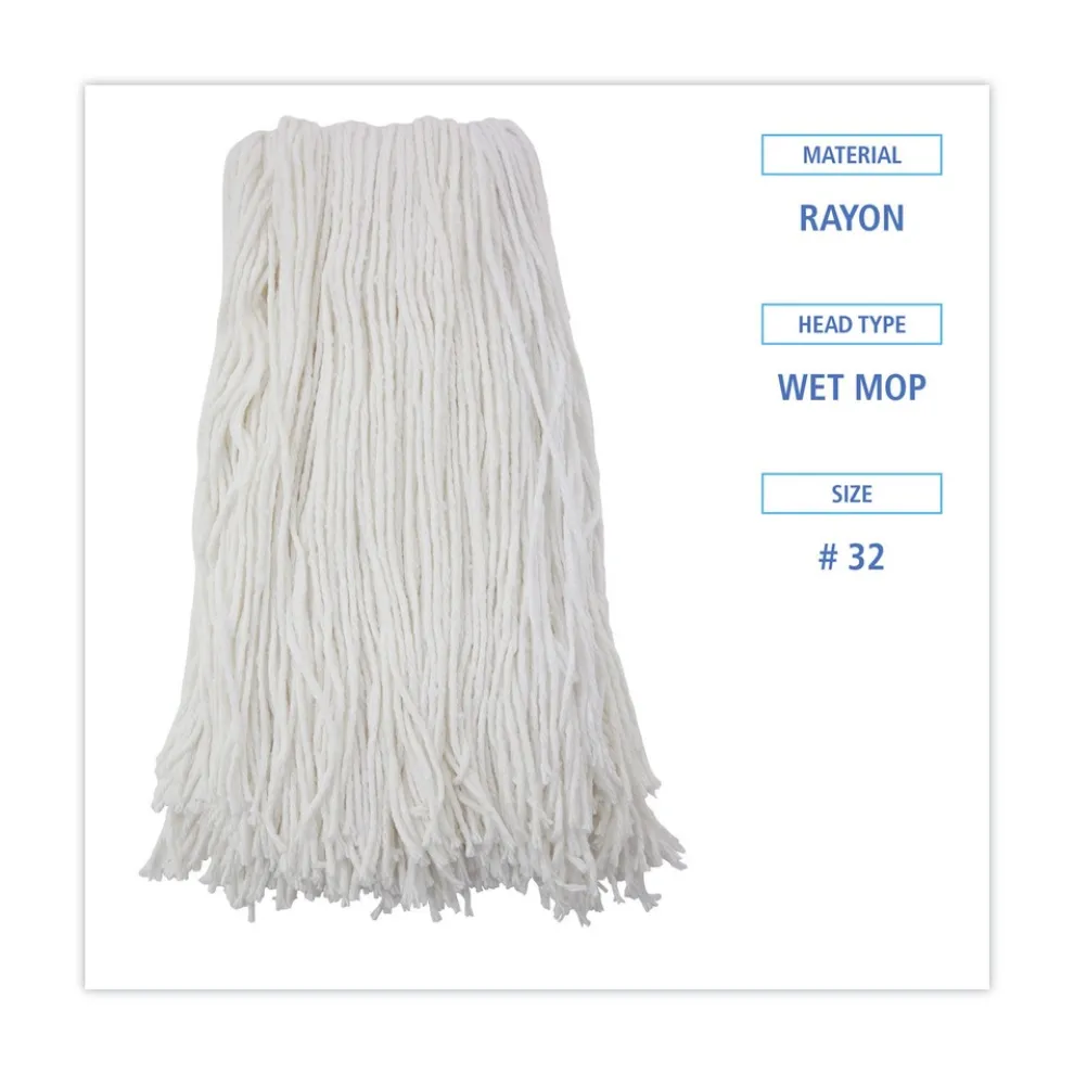Boardwalk #32 Cut-End Rayon Wet Mop Head - White (12/Carton)