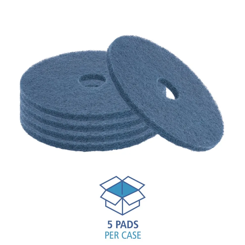 Boardwalk 13 in. Diameter Scrubbing Floor Pads - Blue (5/Carton)