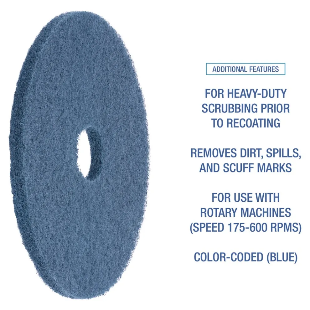 Boardwalk 13 in. Diameter Scrubbing Floor Pads - Blue (5/Carton)