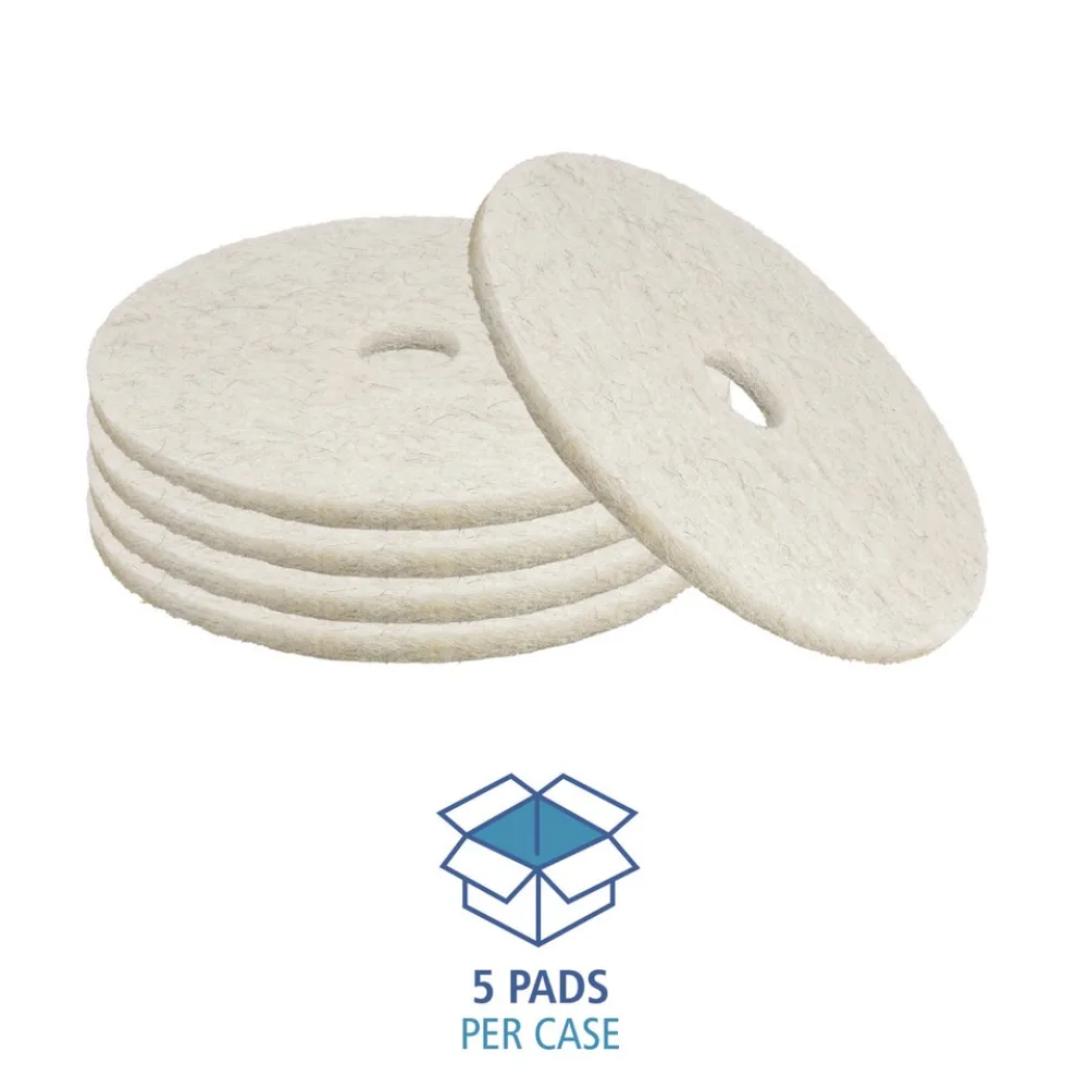 Boardwalk 17 in. Diameter Natural Burnishing Floor Pads - White (5/Carton)