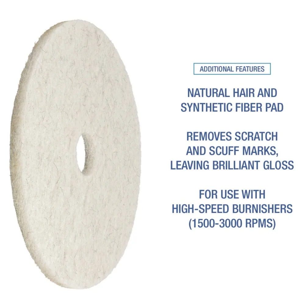 Boardwalk 17 in. Diameter Natural Burnishing Floor Pads - White (5/Carton)