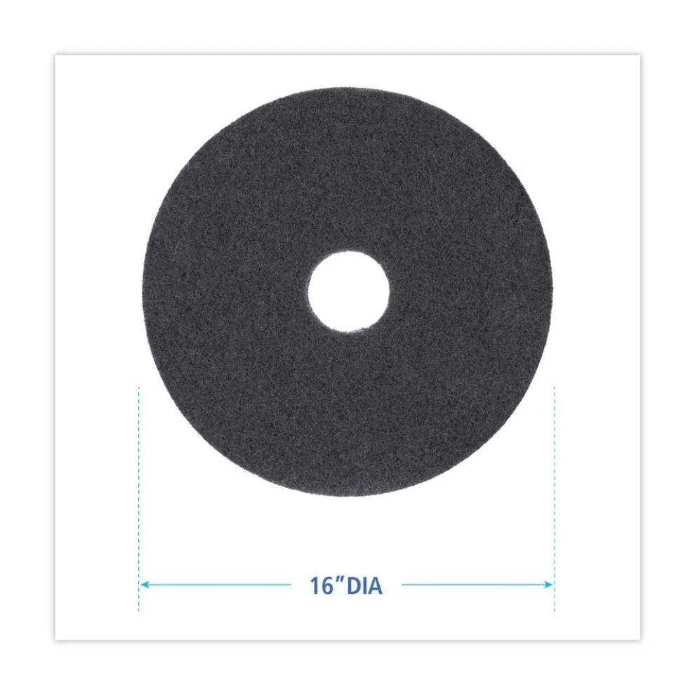 Boardwalk 16 in. Diameter Stripping Floor Pads - Black (5/Carton)
